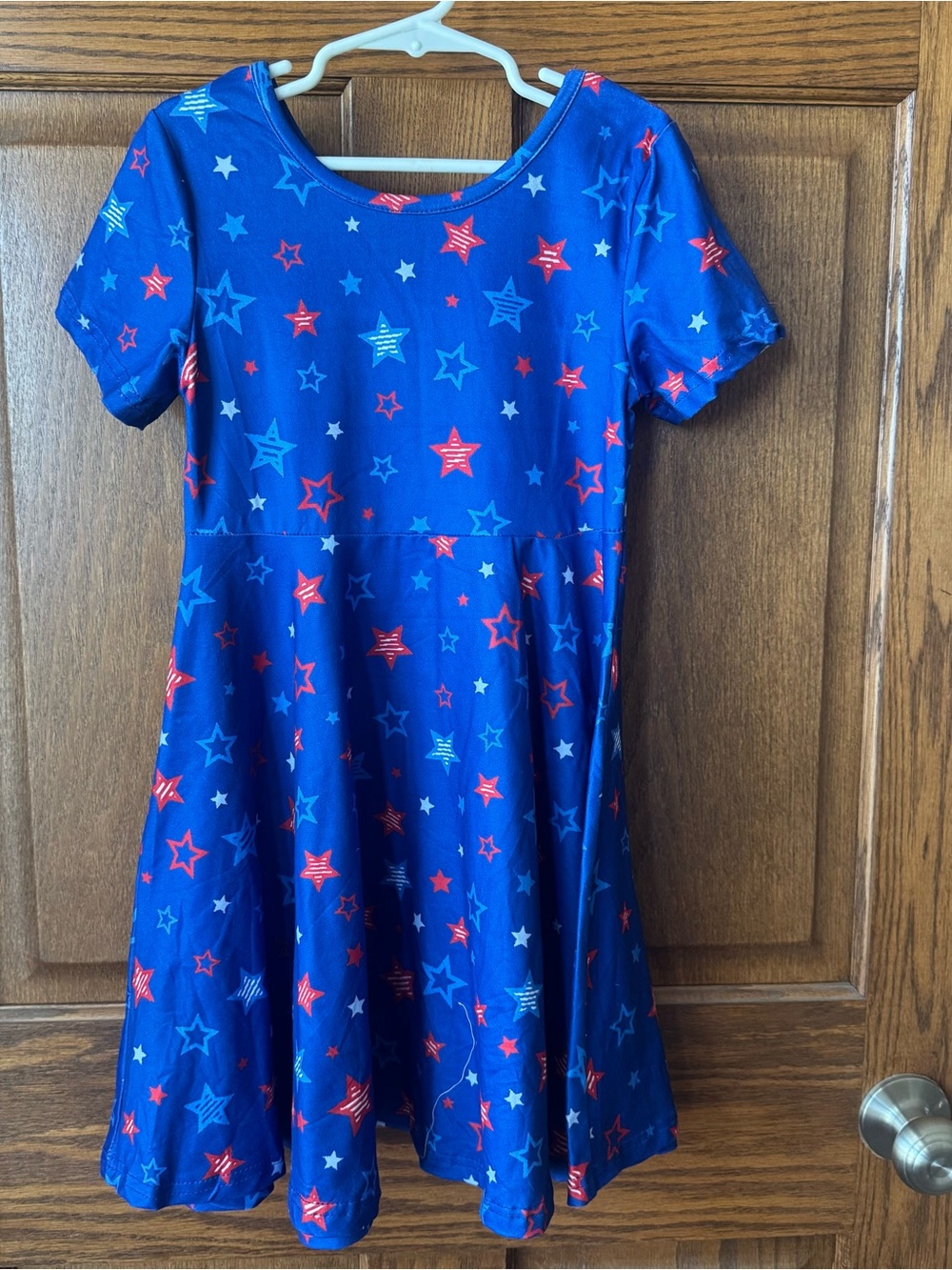 Girls' Blue Star Print Dress - Red, Blue & White Stars 5/6